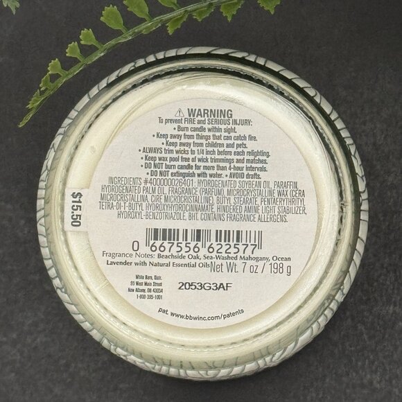 BBW Ocean Driftwood White Barn Bath & Body Works Mason Jar Single Wick Candle - Picture 10 of 10